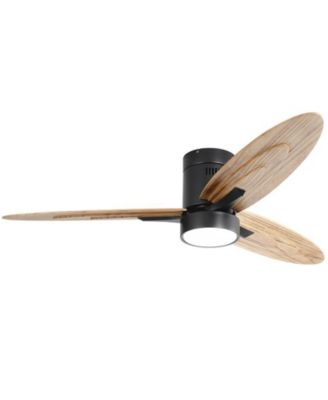56-inch Modern Black 3-Blade Flush Mount Ceiling Fan with Remote Control Function and Led Lamp.