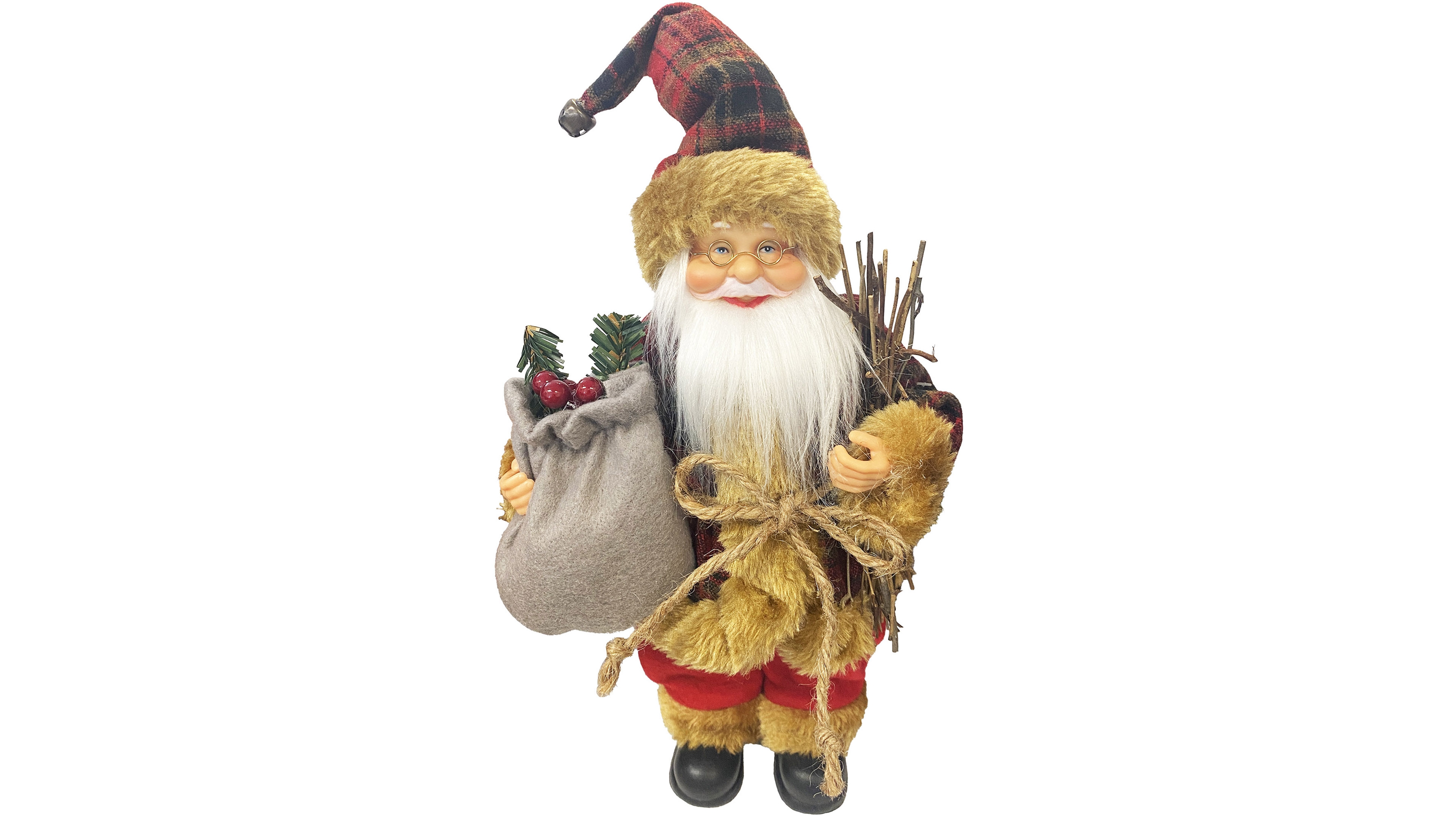 Santa's Workshop 13" Country Plaid Santa Claus