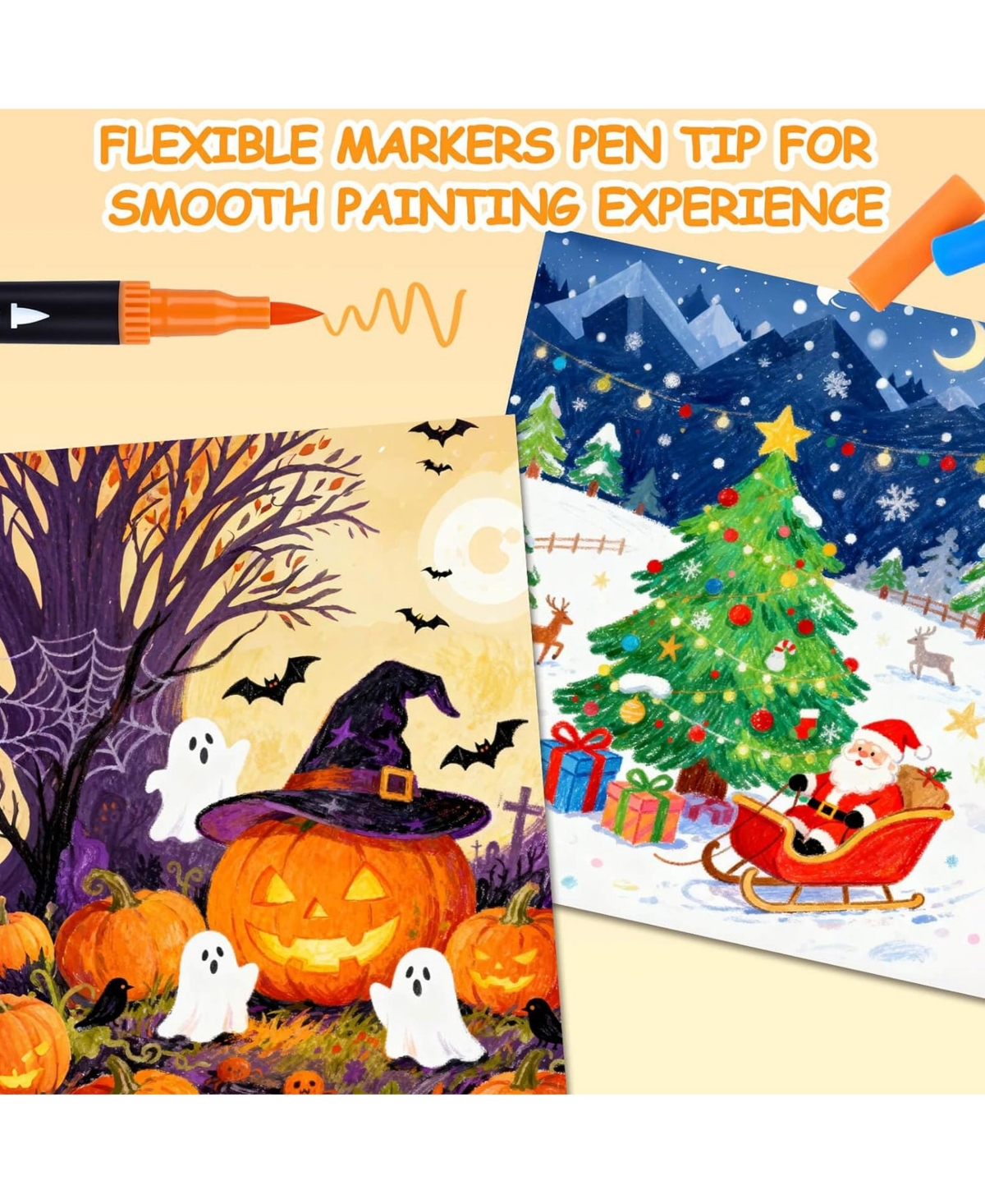 Htutwoo Dual Tip Markers, Gel Acrylic Paint Pen, Non Bleed Art Marker Set for Sketching, Drawing, Rock Painting, Journaling