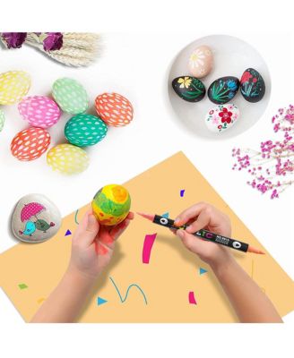 48 Colours Double-Ended, Two-Color Acrylic Markers, Quick-Drying and Waterproof for Rocks, Eggs, Wood, Rock, Canvas, Plastic, Glass, Ceramic