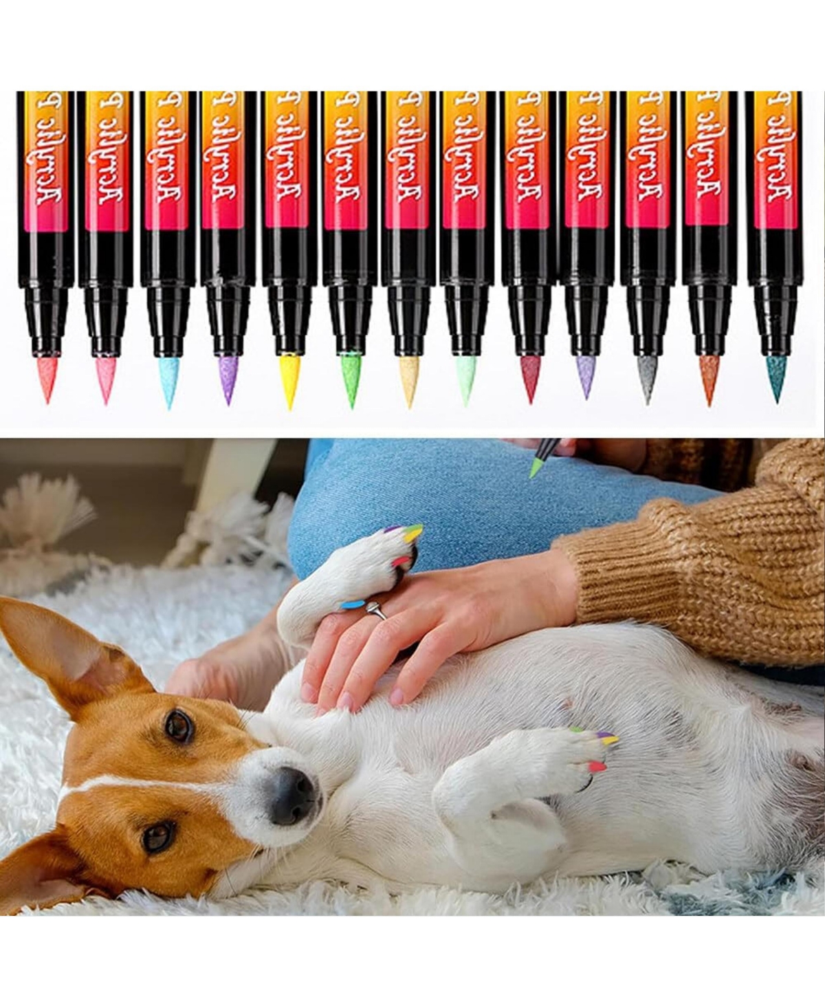 Htutwoo 12 Colors Pet Nail Coloring Pens, Kitten Dog Grooming Kits Pen, Cat Paw Graffiti and Diy Painting Pen, Safe and Harmless