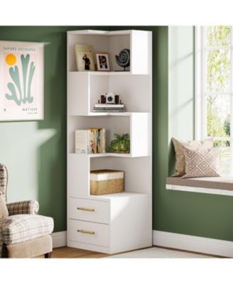 5-Tier Kitchen Pantry with 2 Drawers, Kitchen Cabinet with Storage, White