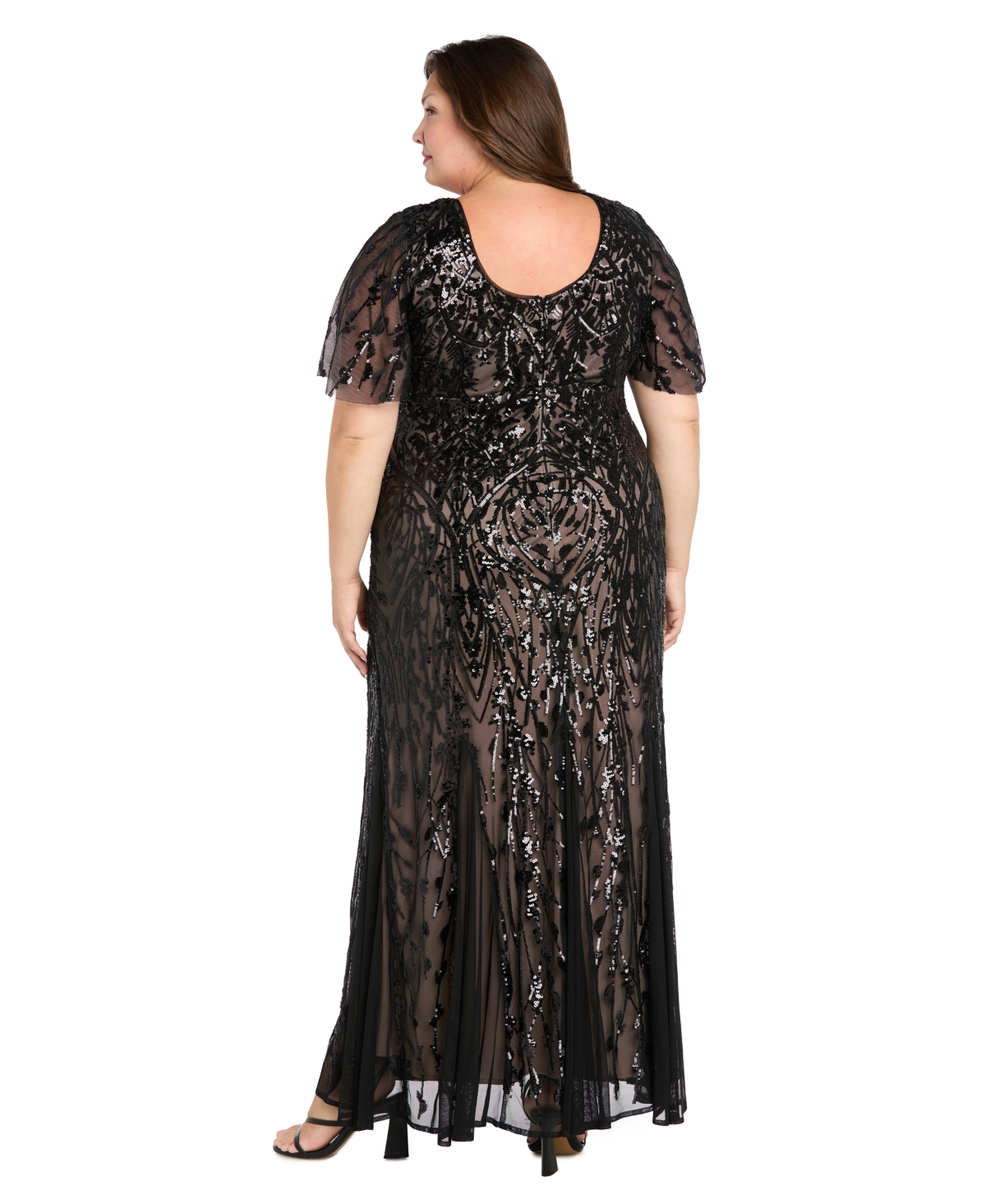R & M Richards Plus Size Sequin Detail Maxi Dress In Black