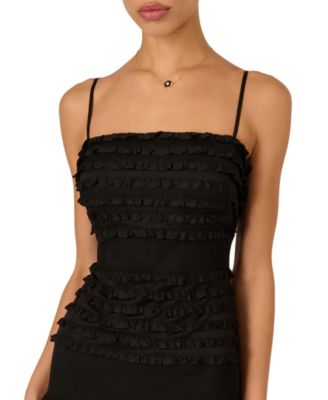 Women's Ruffle Square Neck Ball Gown