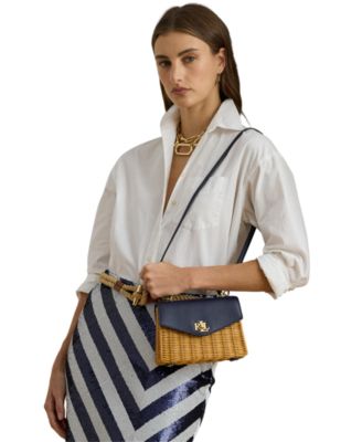 Rattan & Leather Small Farrah Satchel