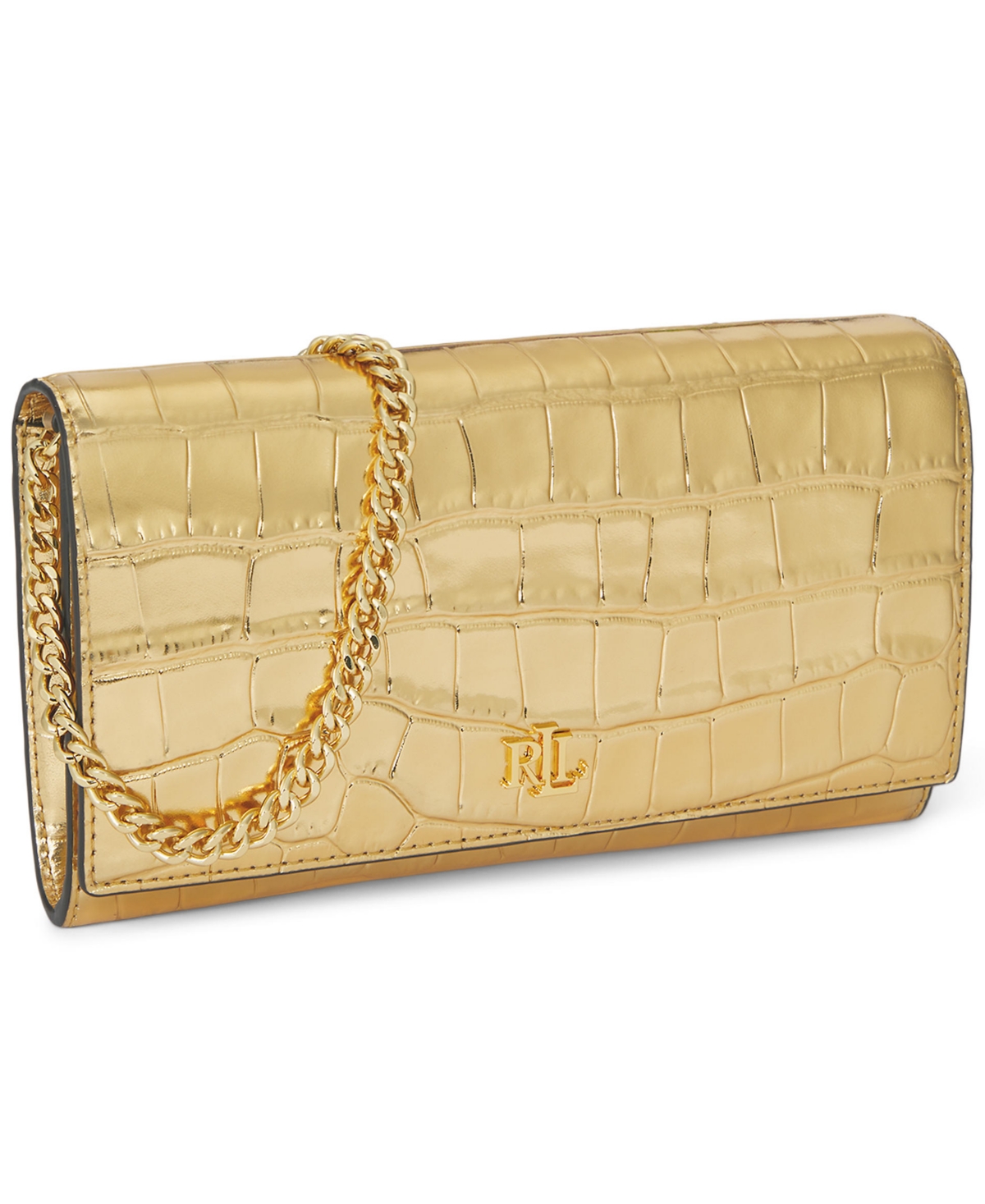 Lauren Ralph Adair Ii Medium Croc-Embossed Crossbody Wallet