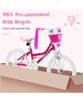 18 Inch Kid's Bike Children's Bicycle w/ Removable Training Wheels Adjustable Seat