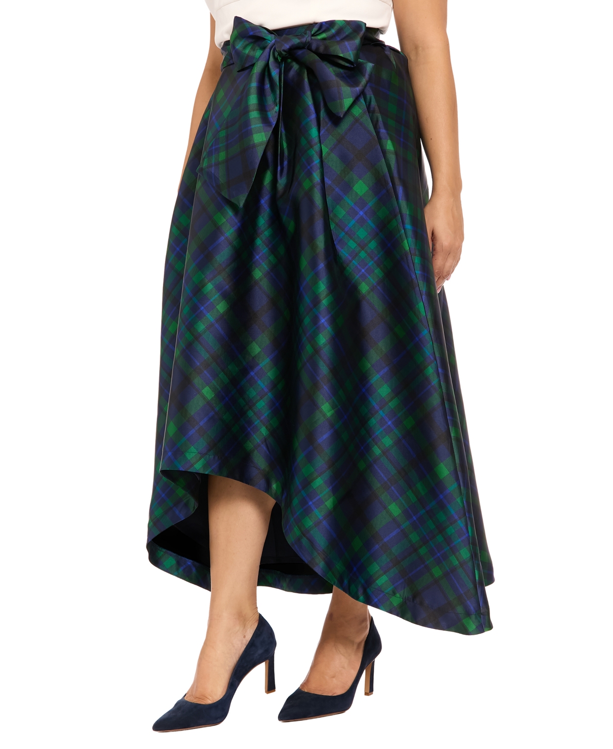 Muse Plus Size High-low Plaid Ball Gown Skirt In Multi