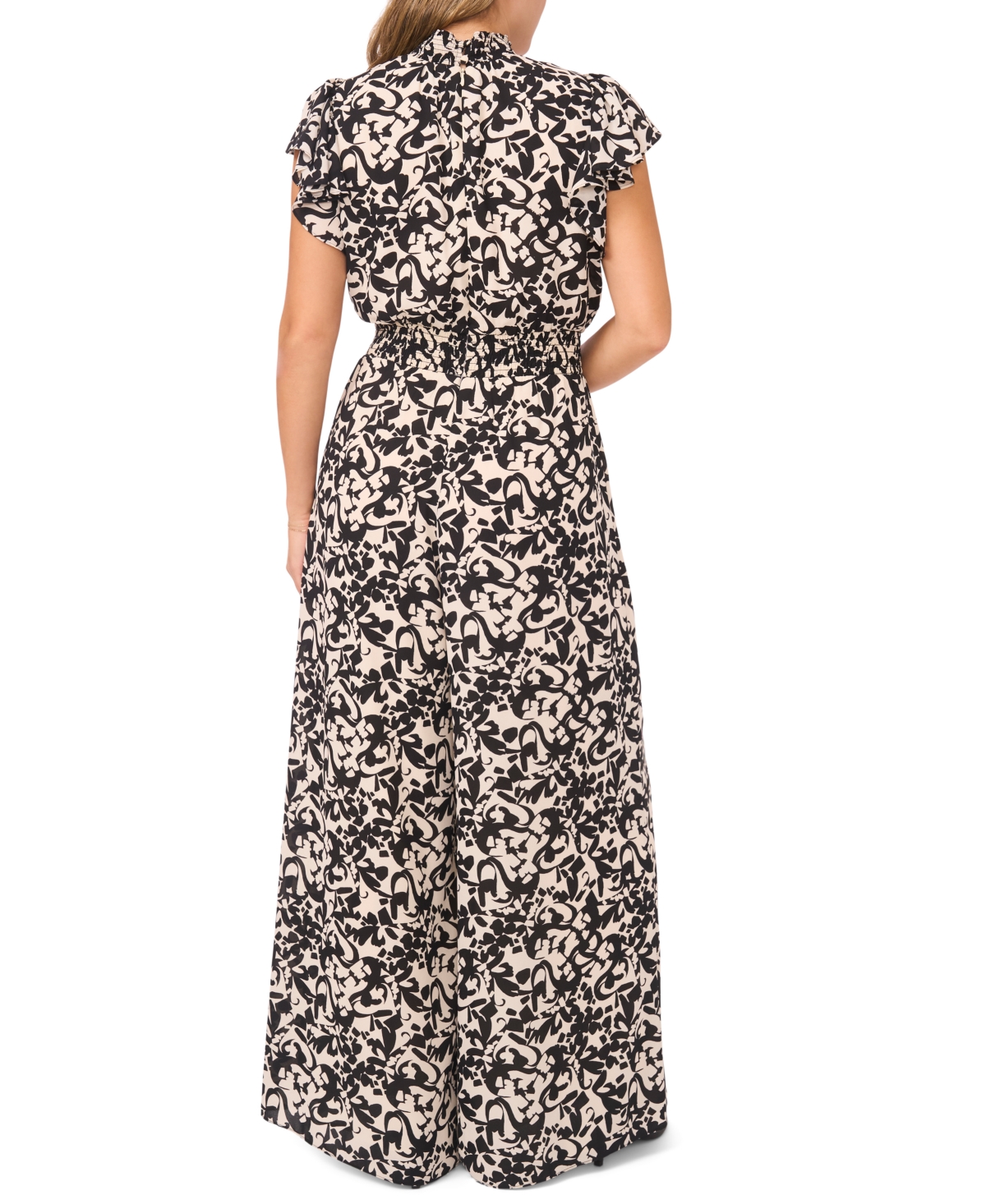 Msk Petite Printed Flutter Short-Sleeve Jumpsuit