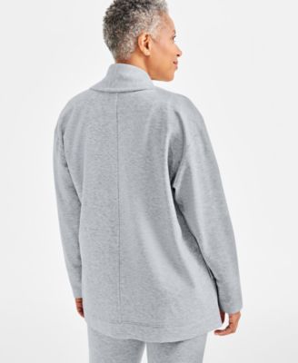 Petite Solid Luxsoft Fleece Cardigan, Created for Macy's