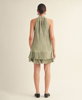 Women's Celestine Halter Neck Ruffle Bottom Mini Dress