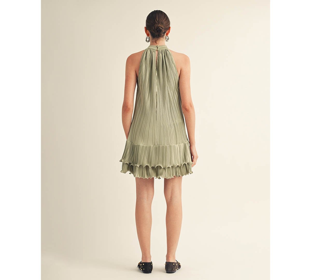 Arose Studio, Inc Women's Celestine Halter Neck Ruffle Bottom Mini Dress