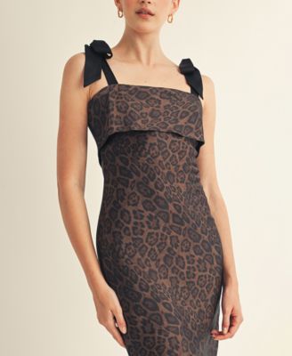 Women's Annelise Square Neck Tie Strap Midi Dress