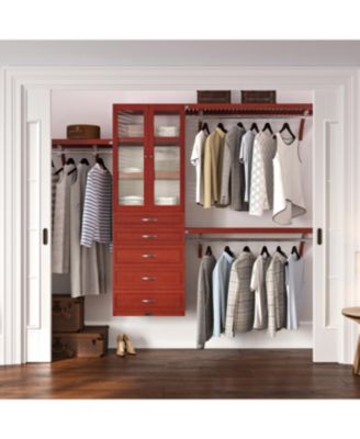 Solid Wood 5 Drawers and Glass Doors Walk-In Closet Organizer
