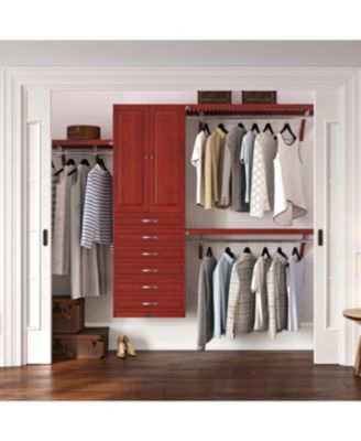 Solid Wood Walk-In Closet Organizer with 6 Drawers and Solid Wood Doors