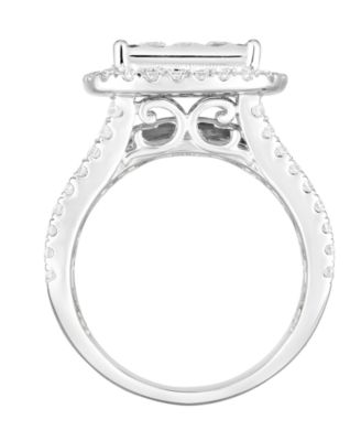 Diamond Princess Cluster Halo Ring (2 ct. t.w.) in 10k White Gold