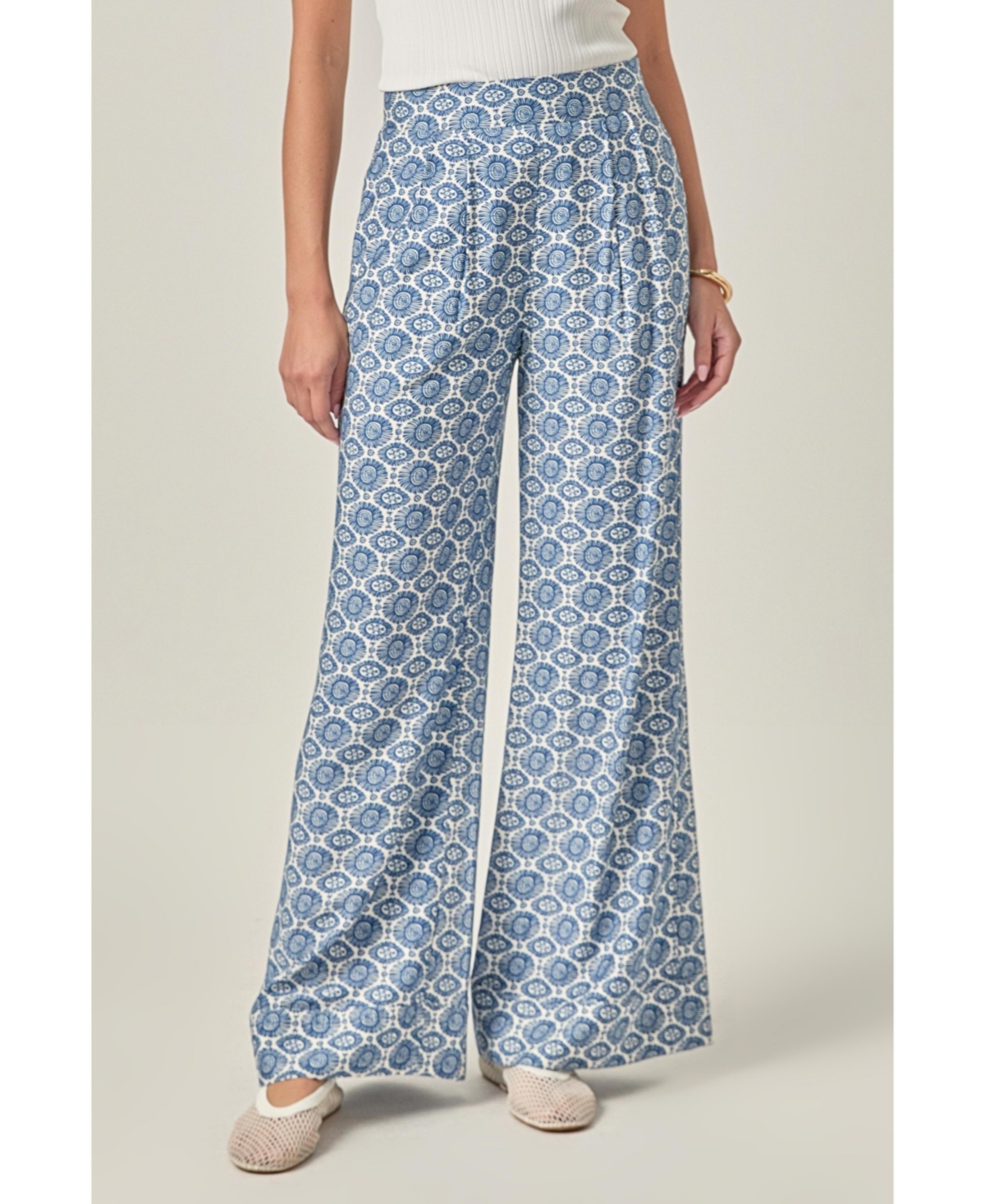 English Factory Women's Printed High-Waisted Pants