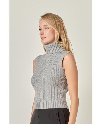 Women's Cable Mock Neck Knit Top