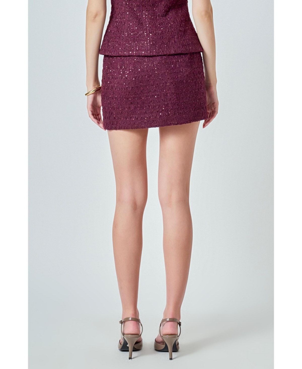 endless rose Women's Tweed Fringed Mini Skirt