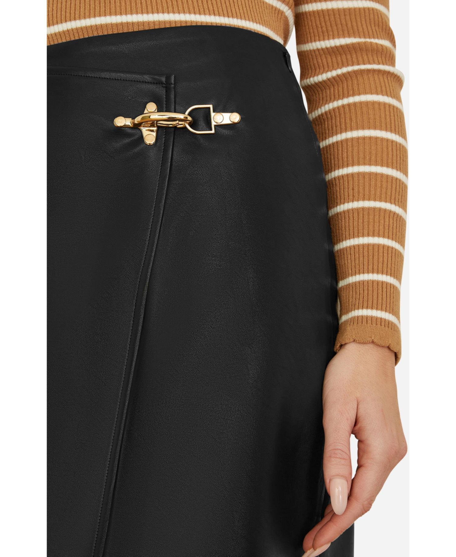 Women's Faux Leather Wrap Mini Skirt