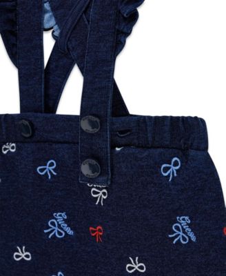 Baby Girls' Short-Sleeve Bodysuit and Knit Denim Skirtall, 2-Piece Set