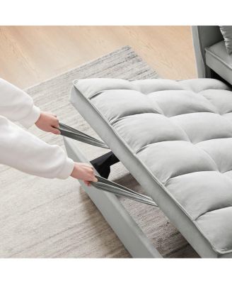 Convertible Velvet Loveseat Sleeper Sofa, 3-in-1 Pull Out Couch Bed with Adjustable Backrest, Toss Pillows & Pockets for Apartment