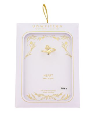 Cubic Zirconia Gold Plated Double Heart Ring