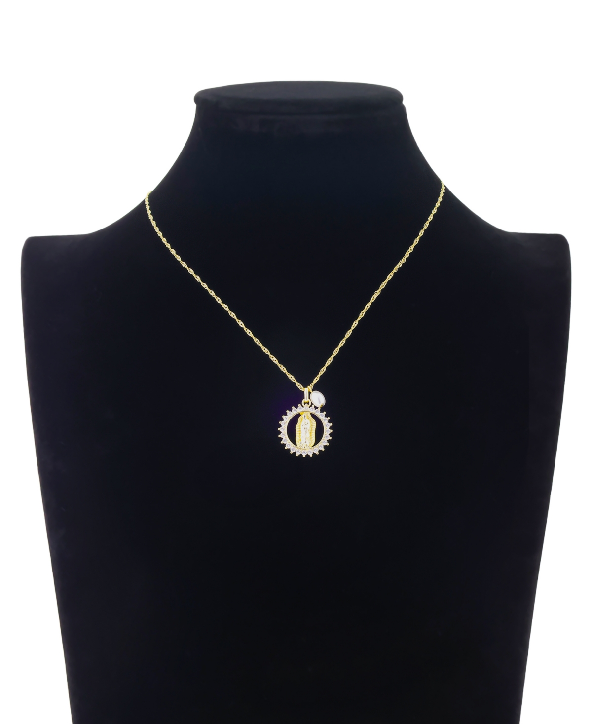 Unwritten Cubic Zirconia Gold Plated Saint Pendant Necklace In Gold