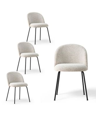 5-Piece Round Dining Table Set, 39.4'' MDF Wood Grain Top with Metal Legs & Upholstered Chairs for Kitchen or Apartment-Maison Boucle