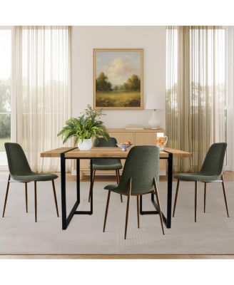 5-Piece Dining Table Set, 59'' Rectangular MDF Wood Top Table with Metal Frame and Upholstered Chairs for Kitchen or Apartment-Maison Boucle
