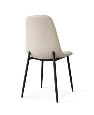 5-Piece Dining Table Set with 59'' MDF Table, Rectangular Wood-Look Top and Black Metal Legs with 4 Upholstered Chairs-Maison Boucle