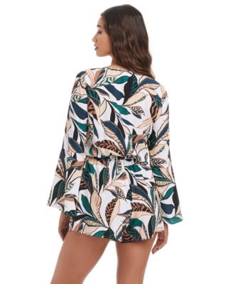 Women's Safari Chic Wrap Long-Sleeve Romper, Macy's Exclusive