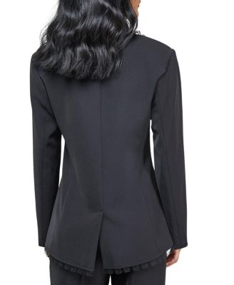 Women's Oversized Lace Frill Trim Blazer