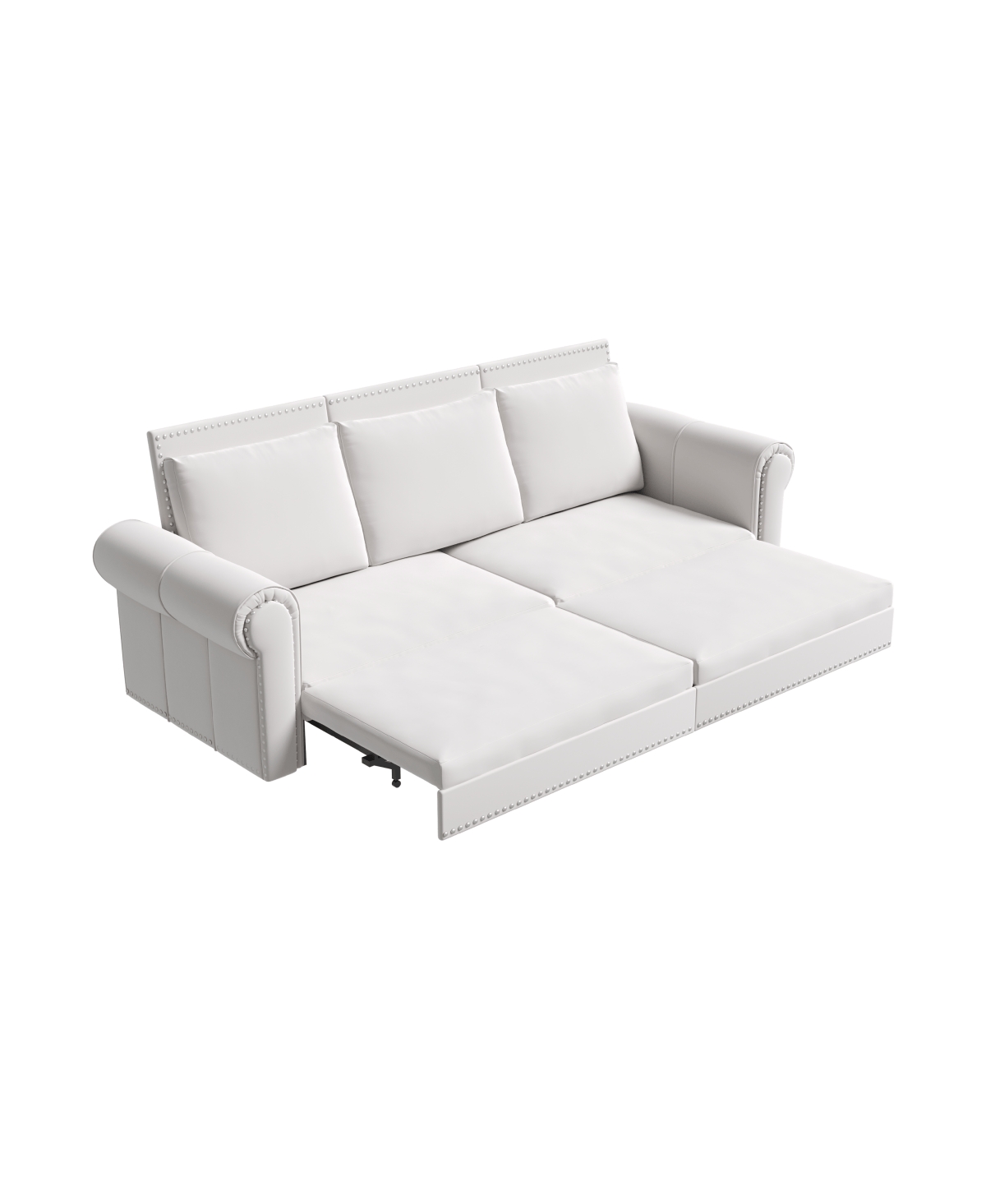 Maison Boucle 93.7" Velvet King Pull Out Sofa Bed, 3-in-1 Convertible Sleeper Couch with Chaise & Nailhead Trim for Living Room or Guest