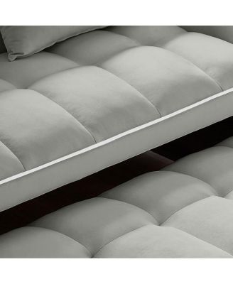 2-Seater Sofa Bed with Pull Out Sleeper, USB & Type-C Charging, Adjustable Backrest, Modern Velvet Loveseat for Small Spaces