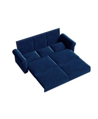 93.7" Velvet King Pull Out Sofa Bed, 3-in-1 Convertible Sleeper Couch with Chaise and Nailhead Trim for Living Room or Guest Room-Maison Boucle