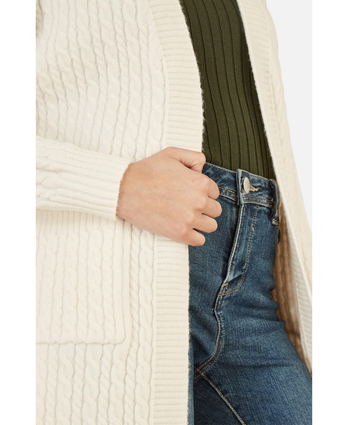 Yumi Women's Cable Knit Long Sleeve Long Cardigan