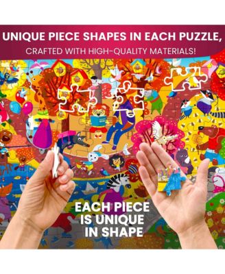 3x100 Pcs Puzzles for Kids - Park, Wild Africa, Construction