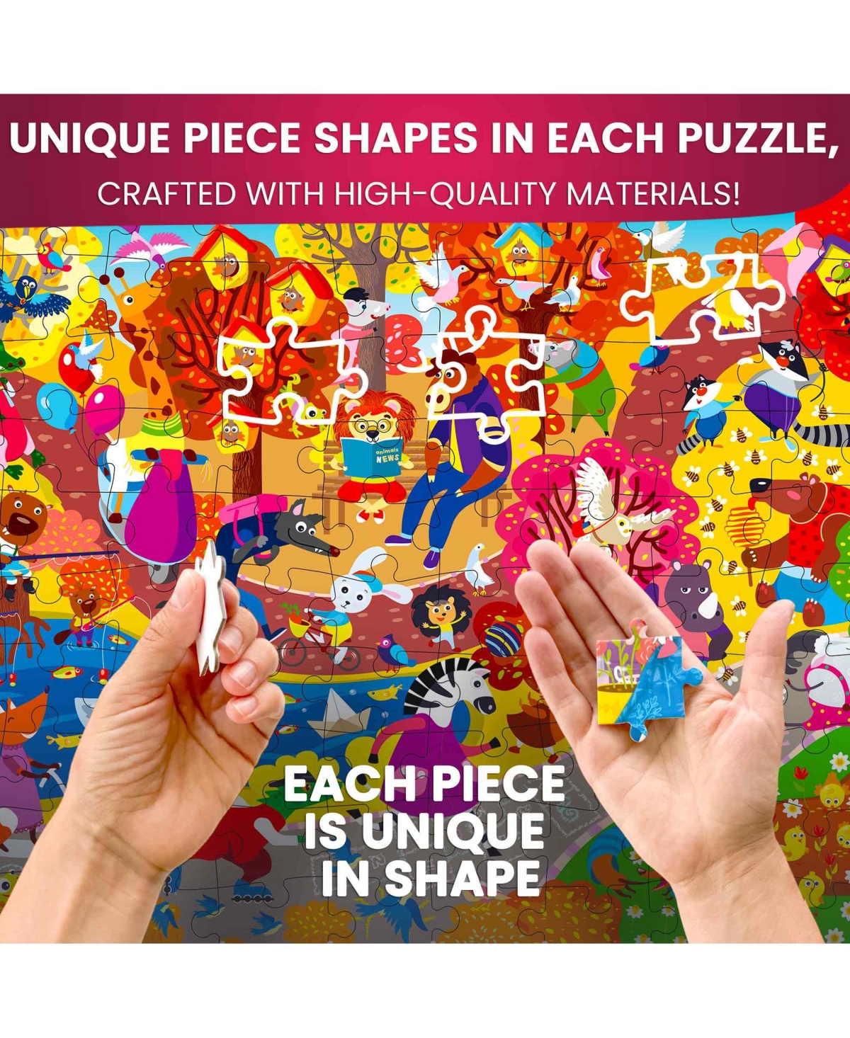 Quokka 3x100 Pcs Puzzles for Kids - Park, Wild Africa, Construction