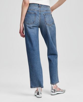 Petite Embellished High Rise Straight Jeans, Macy's Exclusive