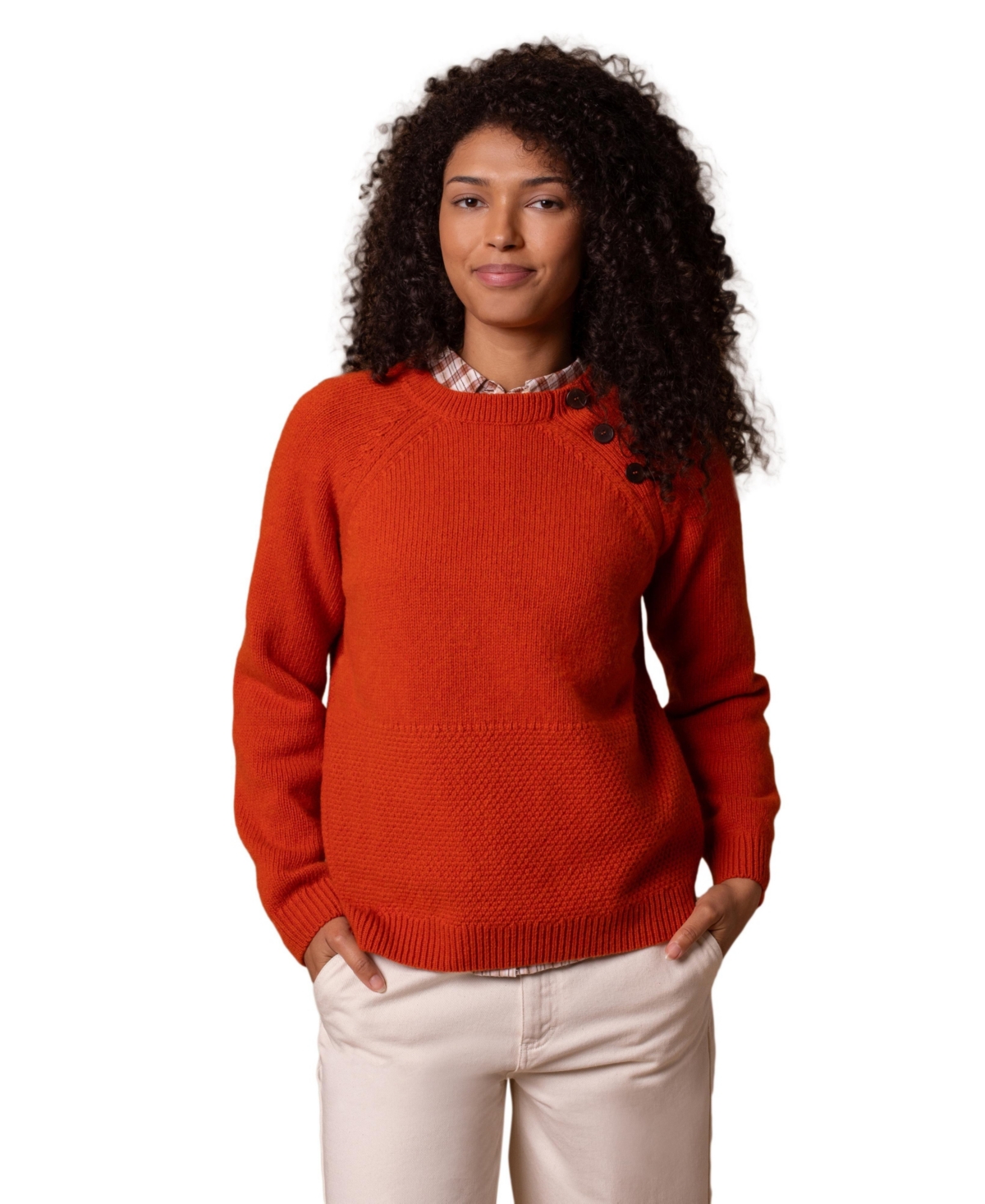 Celtic & Co. Women's Lambswool Button Neck Sweater