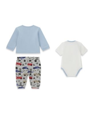 Baby Boys' Short-Sleeve Bodysuit, Reversible Jacket and Pants, 3-Piece Set