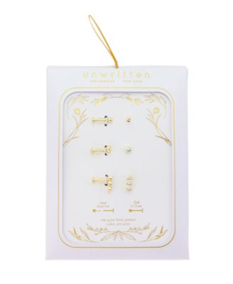 Trio Cubic Zirconia and Mother of Pearl Flat Back Earrings Set