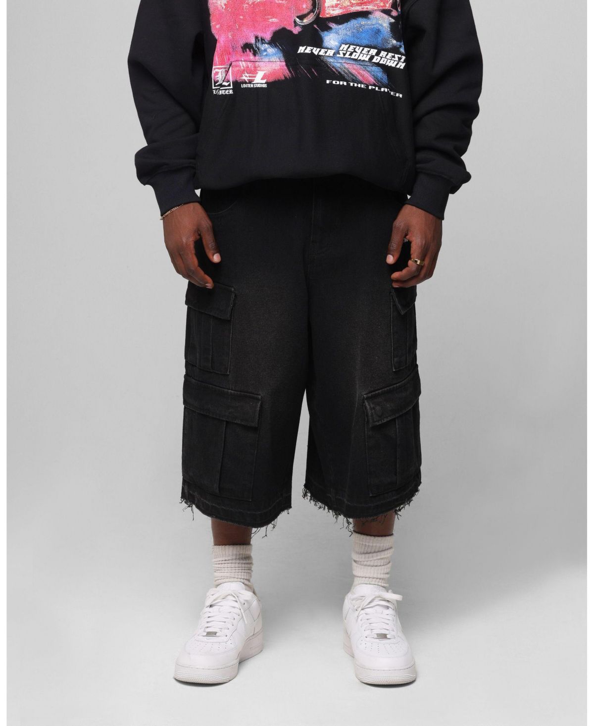 Мужские джинсовые брюки-карго длиной 3 четверти с вышитыми звездами