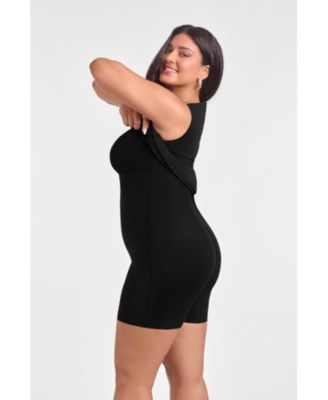 Women's S3 Sculpting Shapewear Square Neck Cap Sleeve Solid Midi Dress