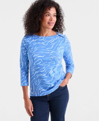Women's Pima Cotton 3/4-Sleeve Boat-neck Top, Macy's Exclusive