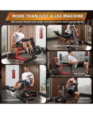 Leg Extension and Curl Lower Body Workout Machine, Heavy Duty Adjustable Leg Rotary Extension Plate Loaded Fitness Equipment