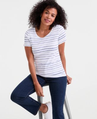 Women's Cotton Short-Sleeve Scoop-Neck Top, Exclusively at Macy's