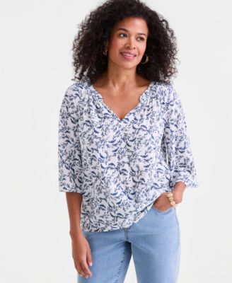Women's Printed Flutter-Sleeve Top, Macy's Exclusive