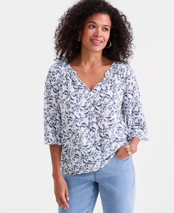 Women's Printed Flutter-Sleeve Top, Macy's Exclusive